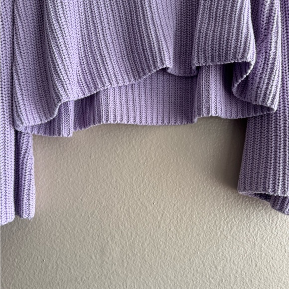 Free People Damsel Lavender Belle Sleeved Vneck Knit Pullover Sweater size small - Picture 9 of 12